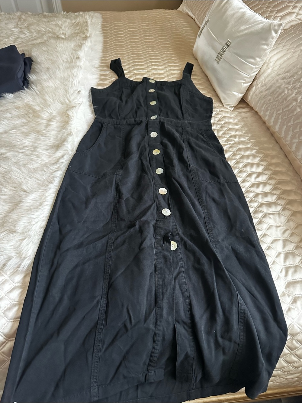 lovestitch Black Button-Front Maxi Dress